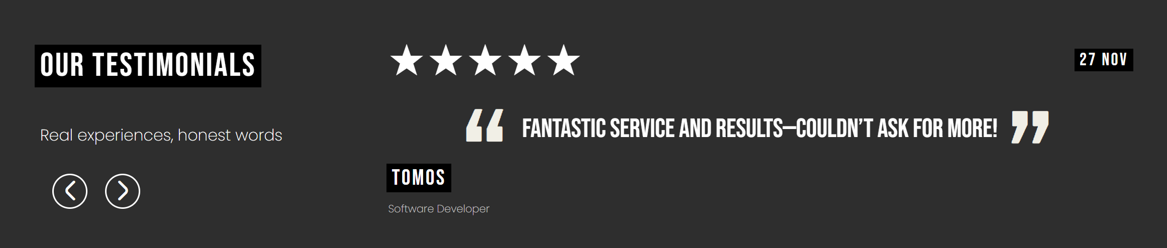 Example of testimonial feature.